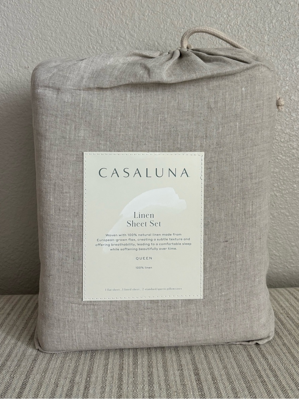 NWT Queen 100% Linen Sheet Set Natural - Casaluna